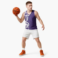Violet Green Maori Basketball Jersey Koru Kowhaiwhai LT7 - Polynesian Pride