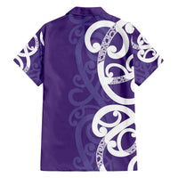 Violet Green Maori Family Matching Off The Shoulder Long Sleeve Dress and Hawaiian Shirt Koru Kowhaiwhai LT7 - Polynesian Pride