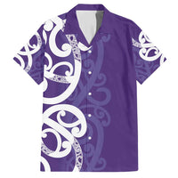 Violet Green Maori Family Matching Puletasi and Hawaiian Shirt Koru Kowhaiwhai LT7 Dad's Shirt - Short Sleeve Violet - Polynesian Pride