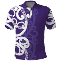 Violet Green Maori Polo Shirt Koru Kowhaiwhai - Polynesian Pride