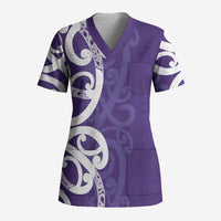 Violet Green Maori Scrub Top Koru Kowhaiwhai - Polynesian Pride