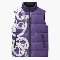 Violet Green Maori Sleeveless Puffer Jacket Koru Kowhaiwhai - Polynesian Pride