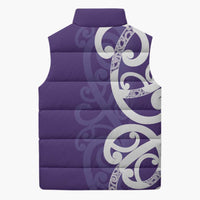 Violet Green Maori Sleeveless Puffer Jacket Koru Kowhaiwhai - Polynesian Pride