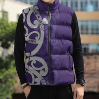 Violet Green Maori Sleeveless Puffer Jacket Koru Kowhaiwhai - Polynesian Pride