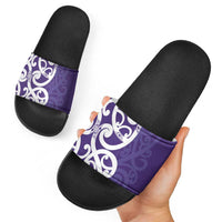 Violet Green Maori Slide Sandals Koru Kowhaiwhai - Polynesian Pride