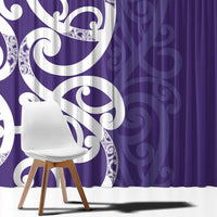 Violet Green Maori Window Curtain Koru Kowhaiwhai - Polynesian Pride