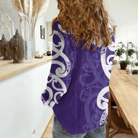 Violet Green Maori Women Casual Shirt Koru Kowhaiwhai - Polynesian Pride