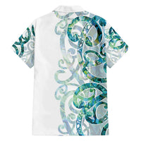 Paua Shell Maori Family Matching Off Shoulder Maxi Dress and Hawaiian Shirt Koru Kowhaiwhai LT7 - Polynesian Pride