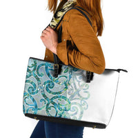 Paua Shell Maori Leather Tote Bag Koru Kowhaiwhai - Polynesian Pride