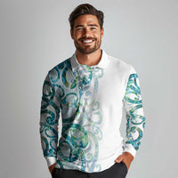 Paua Shell Maori Long Sleeve Polo Shirt Koru Kowhaiwhai - Polynesian Pride