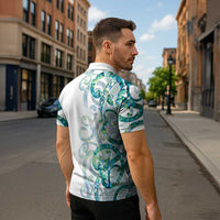 Paua Shell Maori Zipper Polo Shirt Koru Kowhaiwhai - Polynesian Pride