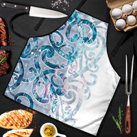 Turquoise Paua Shell Maori Apron Koru Kowhaiwhai LT7 White - Polynesian Pride