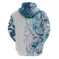 Turquoise Paua Shell Maori Hoodie Koru Kowhaiwhai - Polynesian Pride