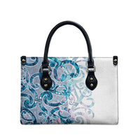 Turquoise Paua Shell Maori Leather Bag Koru Kowhaiwhai - Polynesian Pride