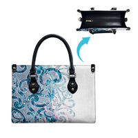 Turquoise Paua Shell Maori Leather Bag Koru Kowhaiwhai - Polynesian Pride