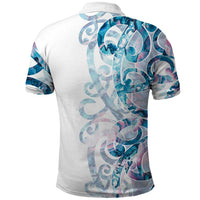 Turquoise Paua Shell Maori Polo Shirt Koru Kowhaiwhai - Polynesian Pride