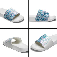 Turquoise Paua Shell Maori Slide Sandals Koru Kowhaiwhai - Polynesian Pride