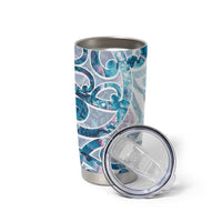 Turquoise Paua Shell Maori Tumbler Cup Koru Kowhaiwhai - Polynesian Pride