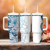 Turquoise Paua Shell Maori Tumbler With Handle Koru Kowhaiwhai - Polynesian Pride