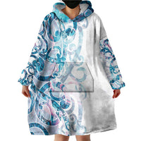 Turquoise Paua Shell Maori Wearable Blanket Hoodie Koru Kowhaiwhai LT7 - Polynesian Pride