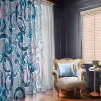 Turquoise Paua Shell Maori Window Curtain Koru Kowhaiwhai - Polynesian Pride