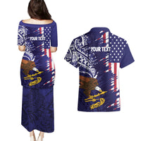 American Samoa Mix US Couples Matching Puletasi and Hawaiian Shirt Flag Day Grunge Style LT7 - Polynesian Pride