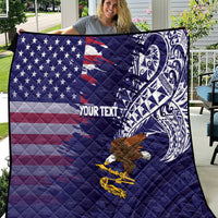 American Samoa Mix US Quilt Flag Day Grunge Style LT7 Blue - Polynesian Pride