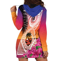 Guam Chamorro Hoodie Dress Artsy Latte Stone LT7 - Polynesian Pride