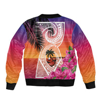 Guam Chamorro Sleeve Zip Bomber Jacket Artsy Latte Stone LT7 - Polynesian Pride