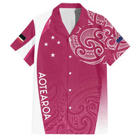 Personalised New Zealand Rugby Family Matching Summer Maxi Dress and Hawaiian Shirt Aotearoa Champions - Pink Version