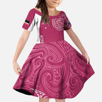 Personalised New Zealand Rugby Kid Short Sleeve Dress Aotearoa Champions - Pink Version LT7 KID Pink - Polynesian Pride