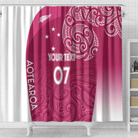 Personalised New Zealand Rugby Shower Curtain Aotearoa Champions - Pink Version
