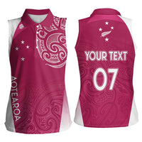 Personalised New Zealand Rugby Women Sleeveless Polo Shirt Aotearoa Champions - Pink Version
