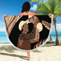 Father's Day Polynesian Pattern Beach Blanket Tropical Humpback Whale