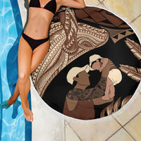 Father's Day Polynesian Pattern Beach Blanket Tropical Humpback Whale