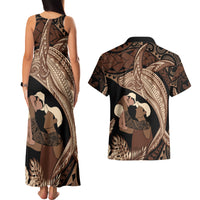 Father's Day Polynesian Pattern Couples Matching Tank Maxi Dress and Hawaiian Shirt Tropical Humpback Whale