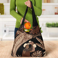 Father's Day Polynesian Pattern Grocery Bag Tropical Humpback Whale