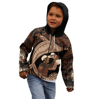 Father's Day Polynesian Pattern Kid Hoodie Tropical Humpback Whale