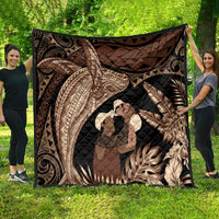 Father's Day Polynesian Pattern Quilt Tropical Humpback Whale