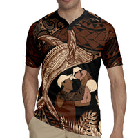 Father's Day Polynesian Pattern Rugby Jersey Tropical Humpback Whale