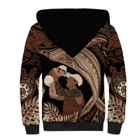 Father's Day Polynesian Pattern Sherpa Hoodie Tropical Humpback Whale
