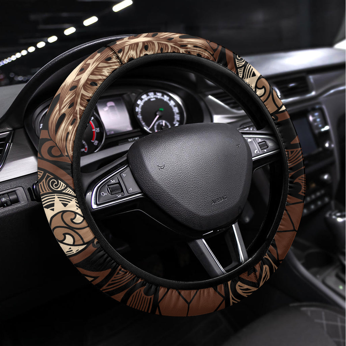 Father's Day Polynesian Pattern Steering Wheel Cover Tropical Humpback Whale