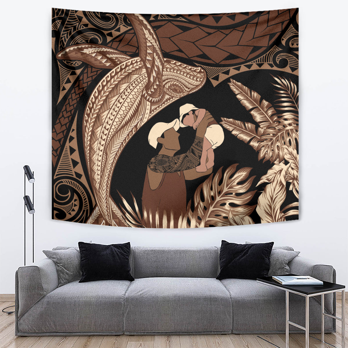 Father's Day Polynesian Pattern Tapestry Tropical Humpback Whale