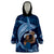 Father's Day Polynesian Pattern Wearable Blanket Hoodie Tropical Humpback Whale - Navy