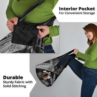 Father's Day Polynesian Pattern Grocery Bag Tropical Humpback Whale - Black