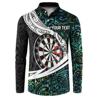 Personalized NZ Darts Button Sweatshirt Paua Shell Maori Koru Whakairo LT7 Colorful - Polynesian Pride