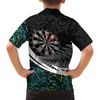 Personalized NZ Darts Family Matching Long Sleeve Bodycon Dress and Hawaiian Shirt Paua Shell Maori Koru Whakairo - Polynesian Pride
