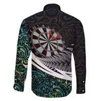 Personalized NZ Darts Family Matching Off The Shoulder Long Sleeve Dress and Hawaiian Shirt Paua Shell Maori Koru Whakairo - Polynesian Pride
