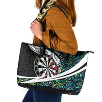 Personalized NZ Darts Leather Tote Bag Paua Shell Maori Koru Whakairo - Polynesian Pride