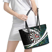 Personalized NZ Darts Leather Tote Bag Paua Shell Maori Koru Whakairo - Polynesian Pride